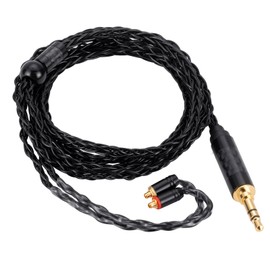 Alphatec 3.5mm to MMCX IEM Cable, Silver Plated 8 Core OCC Earphone Cable, Ultra Soft HiFi Headphone Cable, In-Ear Monitor Cable (1.3m, Black)