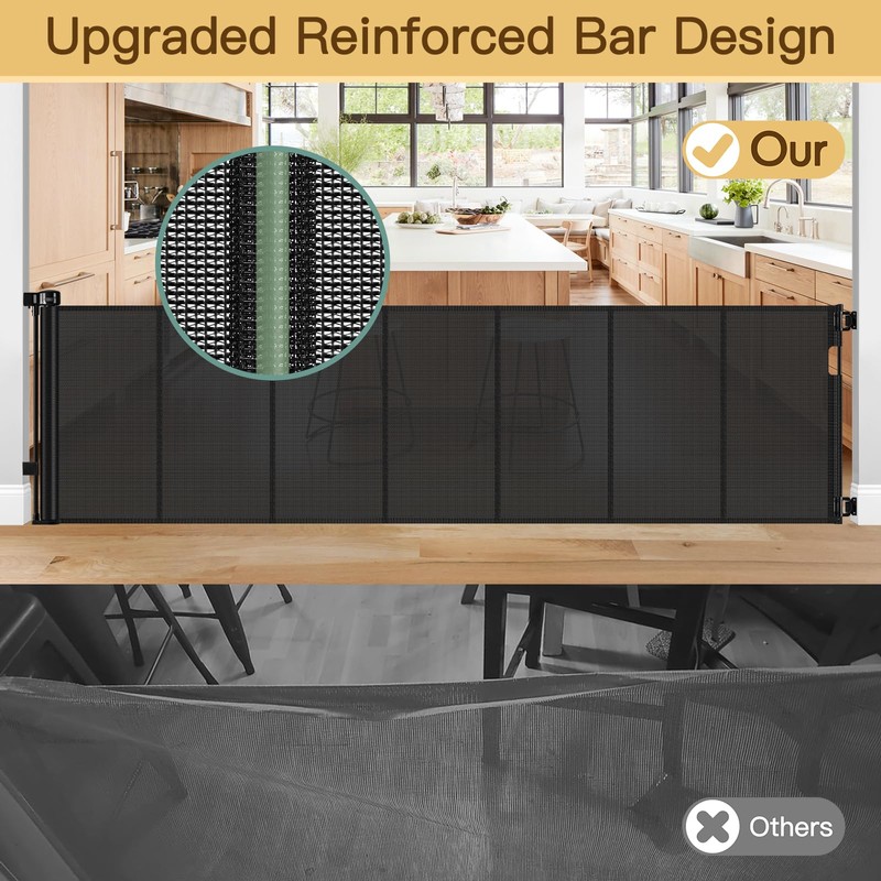 Reinforced 120 Inch Retractable Baby Gates Extra Wide Baby Gate