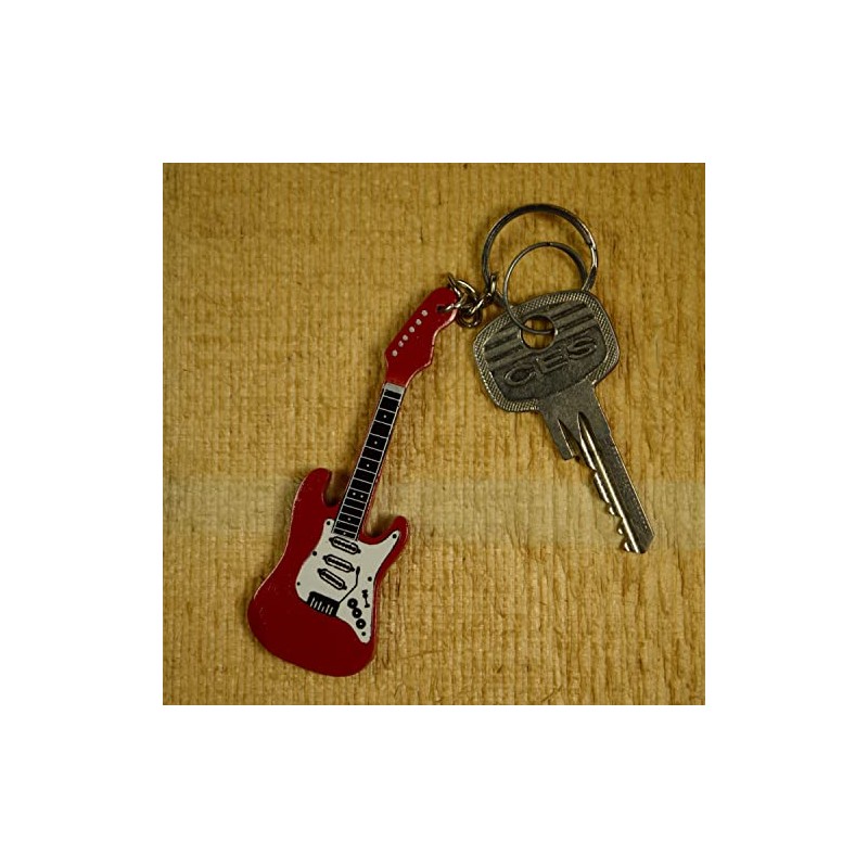 FTWDesign Electric Guitar Keyring in Red, red