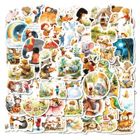 Cute Fairy Tale Stickers for Kids Teens Fantasy Cartoon Stickers Pack 50PCS, Icicrim Vintage Stickers for Water Bottles Scrapbook Journaling Waterproof Vinyl Aesthetic Decals