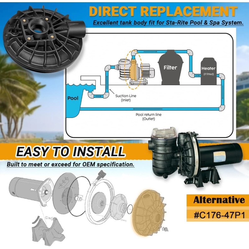 for Pentair (C176-47P1) Tank Body Replacement Sta-Rite Max-E Glas &
