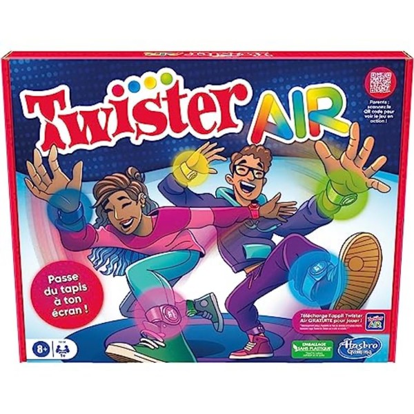 Hasbro Gaming Twister Air, appli de Jeu RA avec Bracelets de Poignets et de Chevilles, se connecte aux Smartphones et tablettes, Jeux Actifs pour Enfants et Adultes, dès 8 Ans, 1 Joueur et Plus