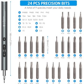 AMIR Electric Screwdriver 28-in-1 Cordless Mini Power Precision Screwdriver Set with 24 Bits, Rechargeable Repair Tool Kit for Phones Watch Laptops