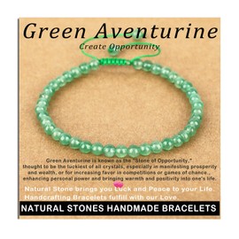 4mm Green Aventurine Bracelet - Handmade Natural Stone Crystal Bracelet with Adjustable Macrame String