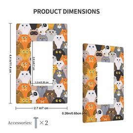 Moslion Colorful Cat Wall Plate Switch Covers Kitten Cute Animal Orange Black White Gray 1-Gang Rocker Light Toggle Plug Outlet Cover Home Office Living Room