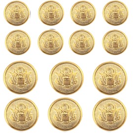 KENDANY 14 Pieces Metal Blazer Button Set - Eagle Badge - for Blazer, Suits, Sport Coat, Uniform, Jacket(Gold 14 Piece) 15MM 20MM
