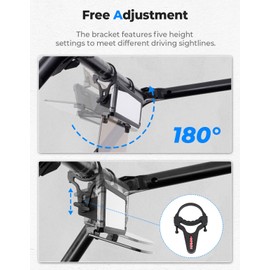 KEMIMOTO UTV Rear View Mirror with Folding Sun Visor - Aluminum Alloy 15″ Wide Mirror with 1.65-2 inch Adjustable Clamp Positioning Compatible with Polaris RZR/Pioneer/Talon/Mule/Can Am X3/ CFMOTO