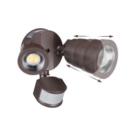 LEONLITE 25W LED Security Light Adjustable, Motion Sensor Flood Lights Outdoor, 30°-80° Beam Angle, Dual-Head Security Light, Wet Location, 5000K Daylight, ETL Listed, Bronze