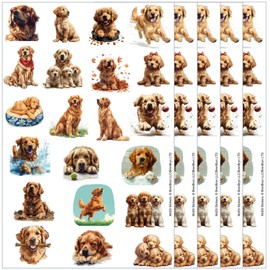 McEtt Golden Retriever Dog Sticker Sheets - Cute Golden Retriever Stickers for Kids Students Teens Goldie Lovers - 5 Sheet Pack (105 Pieces) - Birthday Party Favors, Classrooms, Laptops, Water Bottles