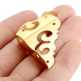 dophee 4-Pack 1.18" Antique Box Corner Protectors Wooden Cases Cabinet Jewelry Box Chest Corner Guard Edge Cover Table Desk Decoration Furniture Hardware, Brass