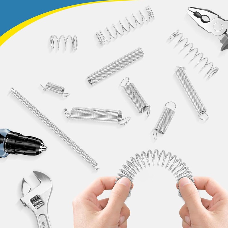 Kezidhp Pack of 200 Spring Compression Springs Assortment, Stainless Steel