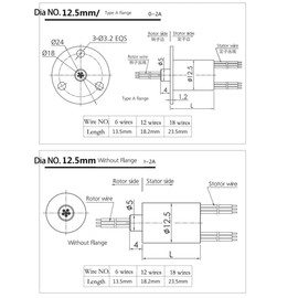 12.5MM 2 Wires 5A Power Collector Ring, Electrical Components Capsule Slip Ring Circuit for Monitor Robotic Drone Stage Lights