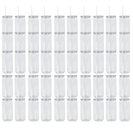 50 Pack 16 oz Acrylic Cups with Lids and Straws Acrylic Mason Jar Cups Plastic Iced Coffee Cups Drinking Jar Tumbler for Party Beer Soda Tea Juice