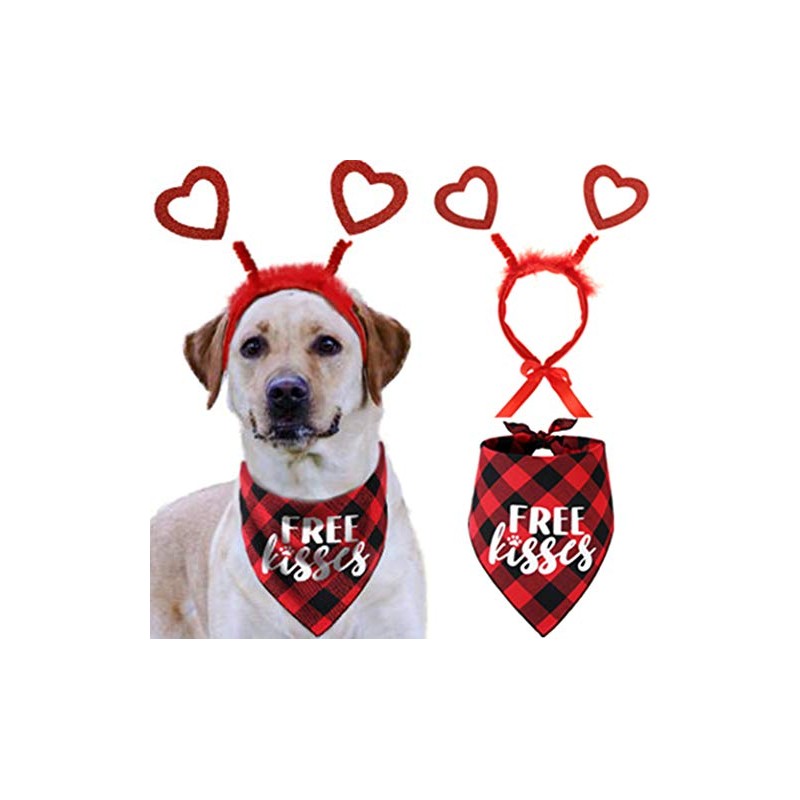 Disfraz de perro de San Valentín, diadema de corazón rojo