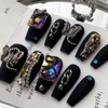 Long Coffin Shaped Luxury Press on Nails - Black Chopin