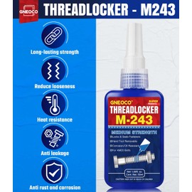 ThreadLocker Blue and Red, Thread Lock Medium and High Strength Lock Tight for Nuts, Bolts, Fasteners and Metals, Anaerobic Curing Metal Glue to Prevent Loosening and Corrosion (Blue and Red 50ml x 2)