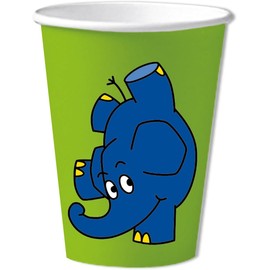 8 Party Cups "Die Sendung mit dem Elephant" for Children's Party and Children's Birthday Parties | Elephant Mouse Laugh and Nonfiction Stories Cups Paper Cups Children's Party Decoration Set