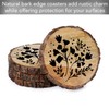 Thirstystone Black Flowers 4-Pack Mango Wood Coasters with Bark Edges