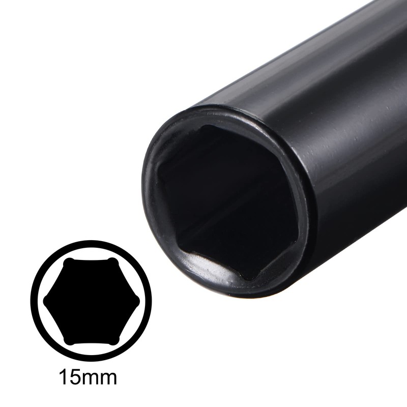 sourcing map 1/2" Drive by 15mm Deep Impact Socket, Heat-Treated