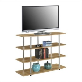 Pemberly Row 47" 4 Tier XL TV Stand in Off White Light Oak