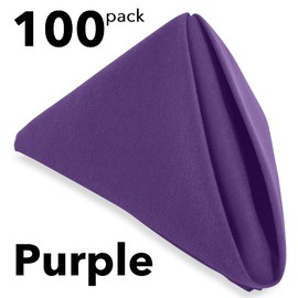 Purple Cloth Napkins – 100 Pack of 20” Large Dinner Table Linen - Easy Care and Perfect for Restaurant, Hotel, Wedding or Catering – Commercial Quality neatly Hemmed Napkins in Premium Fabric