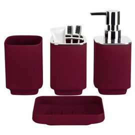 4Pack Bathroom Accessories Set, Bohemian Bathroom Sink Set, Contain Soap Dispenser, Toothbrush Holder, Soap Dish & Mouthwash Cup,Square soap and Toothbrush Holder Set