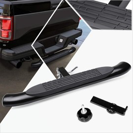 Fits 2" Receiver Universal 37" x 4" Black Steel Oval Curved Hitch Step Rear Bumper Guard for Trailer Pickup Truck