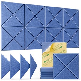 12 Pack Acoustic Panels Sound Absorbing,Sound Proof Foam Panels for Walls,High Density Soundproof Wall Panels Peel and Stick,Self-Adhesive Sound Dampening Panels 12" X 12" X 0.4"-Sky Blue