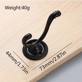 UVKDEENK 4pcs Vintage Coat Hanger, Metal Wall Mounted Towel Holder, Decorative Robe Hat Hooks for Bathroom, Kitchen, Garage Doorway, Key, Storage Cabinet Space Saving Hooks (Black)