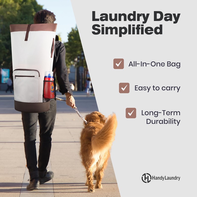 Backpack Laundry Bag - XL Heavy Duty Hamper Holds 3-4