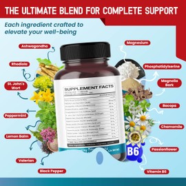 HarmoVira CORTISOL Health - Ashwagandha Magnesium Rhodiola St. John's Wort - Support Restoration, Energy Levels, Brain Wellness 180-day Supply - Made in The USA