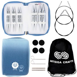 KnitPro Nova Chunky Set 5 inch Circular Knitting Needles Size 11, 13, 15, 17, 19 Interchangeable, 2 Cables, 2 Connectors, 2 Caps, 2 Keys & More, Fabric Case with Project Bag