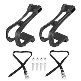 CHEOTIME Bicycle Toe Clip, 1 Set Non-Slip Bicycle Pedal Toe Clip with Strap for Spin Cycling Bike, Indoor Exercise Bike, Stationary Recumbent Bike Parts
