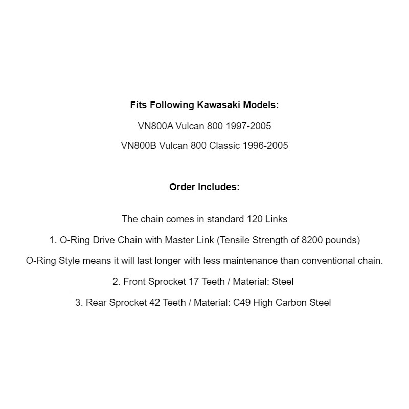 Caltric Blue O-Ring Drive Chain & Sprockets for Kawasaki VN800A