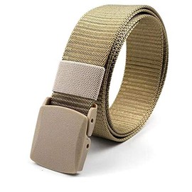Miobo Unisex Nylon Canvas Belt for Men and Women, Infinitely Adjustable, Plastic Buckle, beige