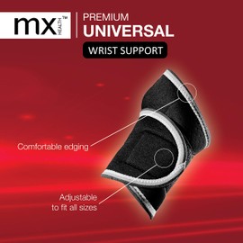 MX Health Wrist Support/Brace - Premium Neoprene Wrist Brace - Adjustable Universal Size fits Small/Medium/Large (S/M/L)