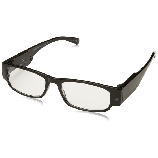 Foster Grant Mens Lloyd Lightspecs Lighted Glasses Reading, Black/Transparent, 59 Mm US