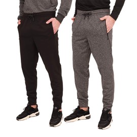 AyeGoo Men's Jogger Sweatpants,Men's Athletic Jogger Pants and Workout Jogger Pants with Zipper Pockets (2pcs Set) (Black/Dark Grey Melange, XL)
