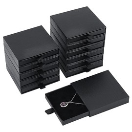 BENECREAT 10Pcs Drawer Cardboard Jewelry Boxes, Black Jewelry Gift Boxes for Ring Earrings Bracelets Necklaces Gifts, 3.54x3.54x0.67 Inch