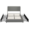 HOMCOM Full Size Bed Frame with Headboard, Upholstered Platform Bed