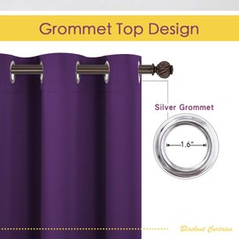 NICETOWN Royal Purple Blackout Curtain Panels 48 inch Long Set of 2 for Bedroom, Thermal Insulated Grommet Top Light Blocking Draperies and Drapes for Basement (W34)