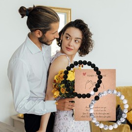 Couple Gifts for Him and Her Long Distance Bracelet Valentines Day Gifts for Boyfriend Girlfriend Husband Wife Engagement Anniversary Bracelet Keepsake Wedding Gifts for Couples Gf Bf Spouse Presents