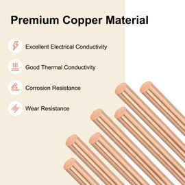 M METERXITY Copper Round Rod 8mm Dia. 3.94 Inch Length T2 Stock Solid Copper Rod Lathe Bar for Metal Crafts DIY/Gardening/Industry/Decoration Pure Tube