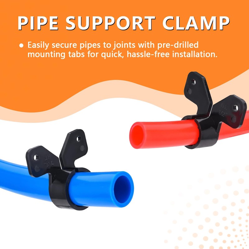 50-Pack HeSun 1/2" PEX Suspension Pipe Clamps, Black Butterfly Style,