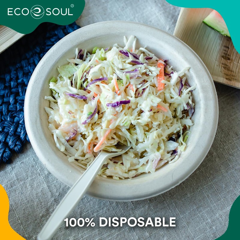 ECO SOUL Pearl White 12 Oz [100-Pack] Bagasse Paper Bowls