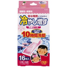 紀陽除虫菊 K-2121 Cooling Sheet, Cooling Sheet, For Kids, Peach Scent, Pack of 16, 3.9 x 2.2 x 8.1 inches (100 x 55 x 205 mm)