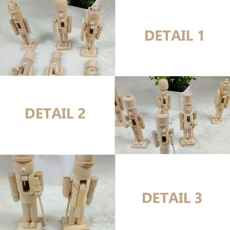 DEARMAMY 6Pcs 12cm Blank Wooden Nutcracker:Unpainted Wooden Nutcracker Christmas Nutcracker