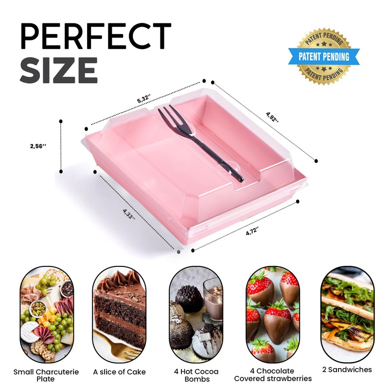 Leafiew 50 Pack Clear Treat Boxes with Forks - Small