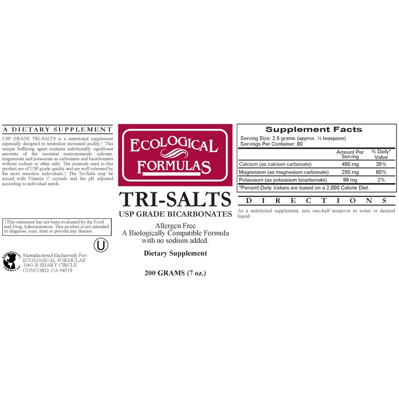 Ecological Formulas Tri Salts Calcium Magnesium Potassium 200 GMS X