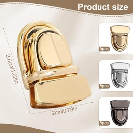 NHPY Pack of 15 Bag Fasteners for Crochet Bags, Bag Clasps, Purse Push Lock Set, Iron Bag Closure, Catch Tuck Lock for Leather Bag, Wallet, Purse, DIY Crafts